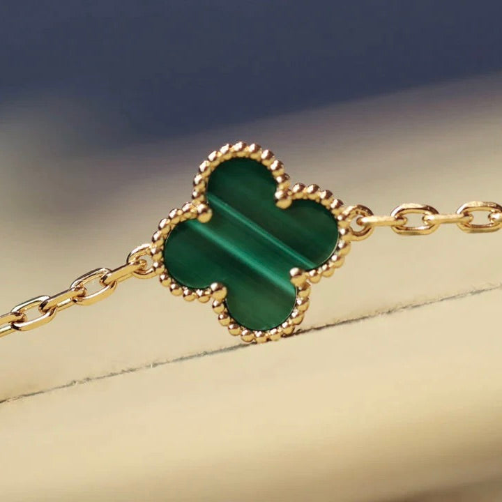 [Angela Jewellery]CLOVER 20 MOTIFS MALACHITE DIAMOND NECKLACE