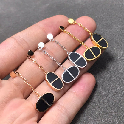 [Angela Jewellery]CHAINE VERSO BLACK CERAMIC SILVER EARRINGS