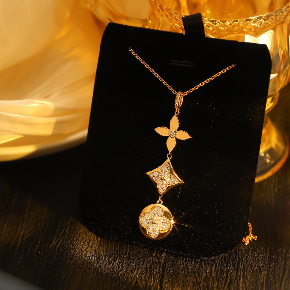 [Angela Jewellery]STAR AND SUN DIAMOND PINK GOLD NECKLACE