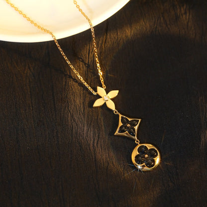 [Angela Jewellery]STAR AND SUN ONYX PINK GOLD NECKLACE