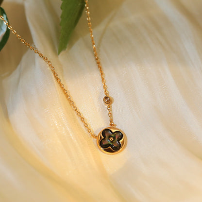 [Angela Jewellery]SUN PEDANT PINK GOLD 1 DIAMOND NECKLACE