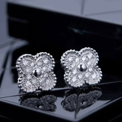 [Angela Jewellery]CLOVER 1 MOTIFS DIAMOND STUD EARRINGS SILVER