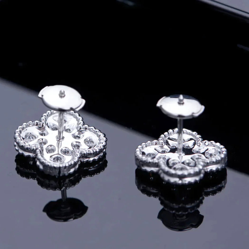[Angela Jewellery]CLOVER 1 MOTIFS DIAMOND STUD EARRINGS SILVER