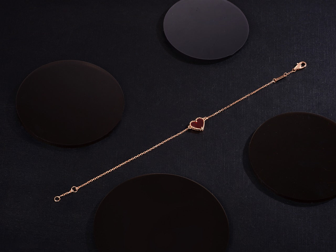 [Angela Jewellery]HEART CARNELIAN PINK GOLD BRACELET