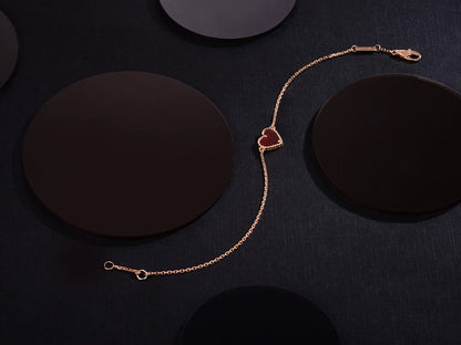 [Angela Jewellery]HEART CARNELIAN PINK GOLD BRACELET