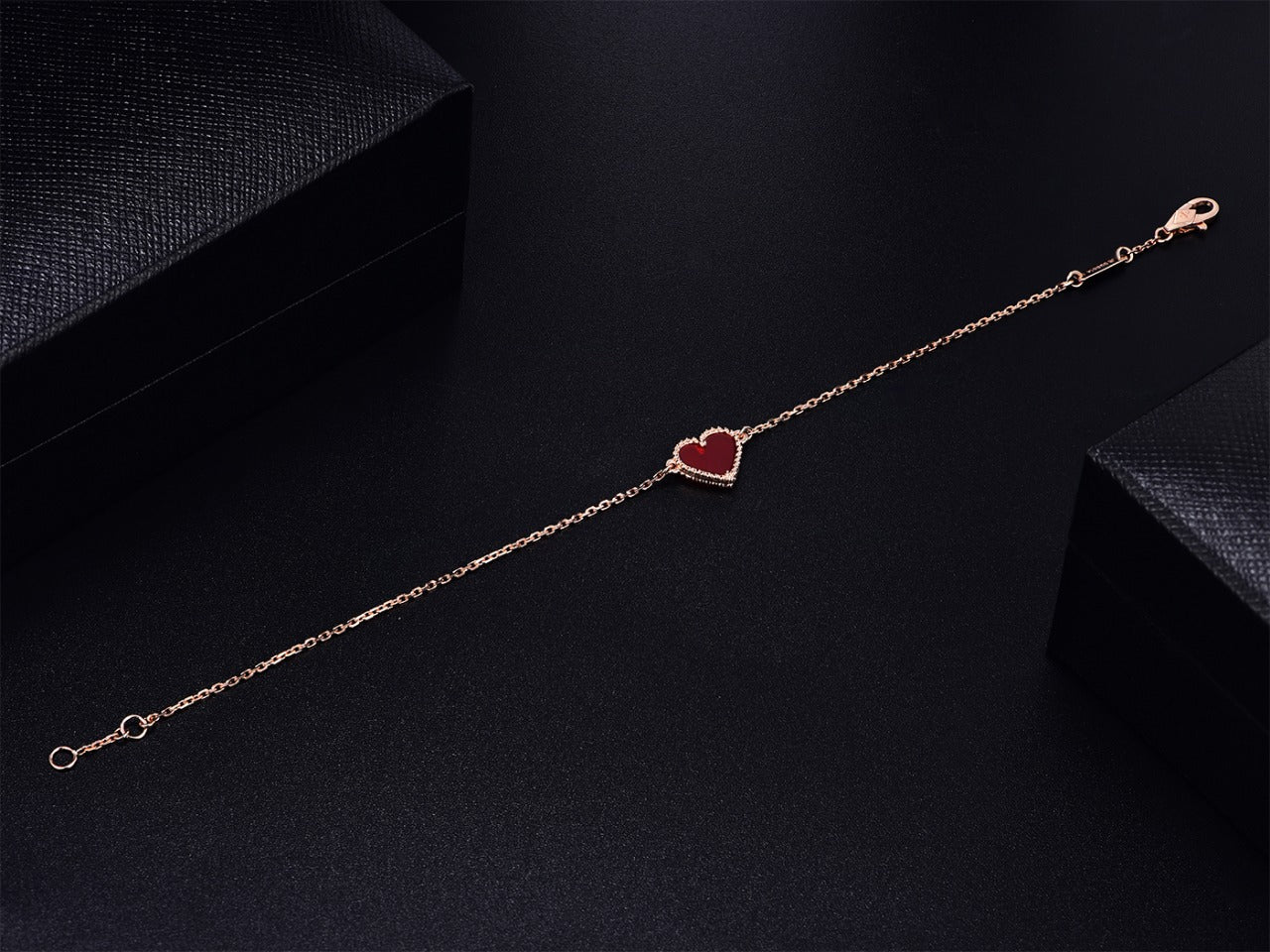 [Angela Jewellery]HEART CARNELIAN PINK GOLD BRACELET