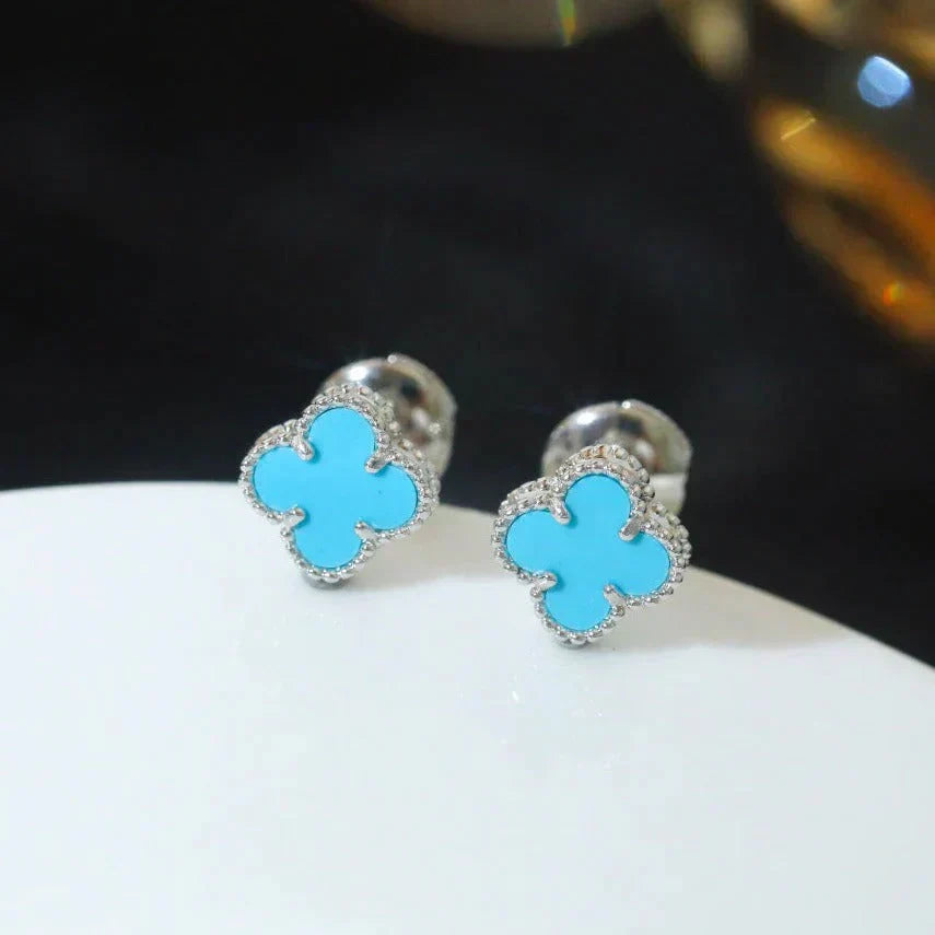 [Angela Jewellery]CLOVER MINI 9.5MM ONYX STUD EARRINGS SILVER