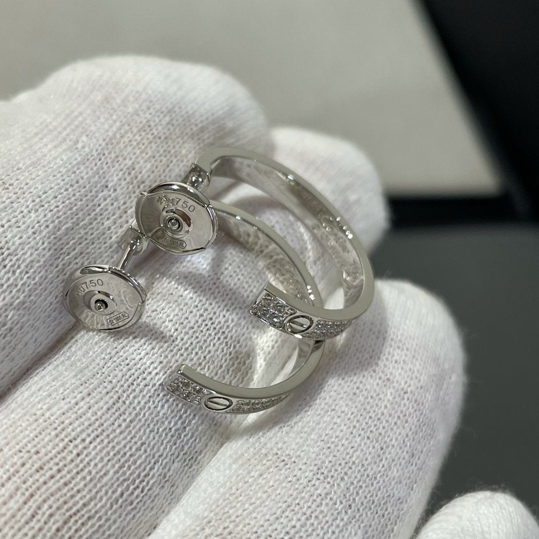 [Angela Jewellery]LOVE DIAMOND SILVER HOOP EARRINGS