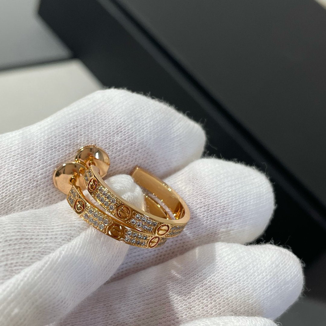 [Angela Jewellery]LOVE DIAMOND PINK GOLD HOOP EARRINGS