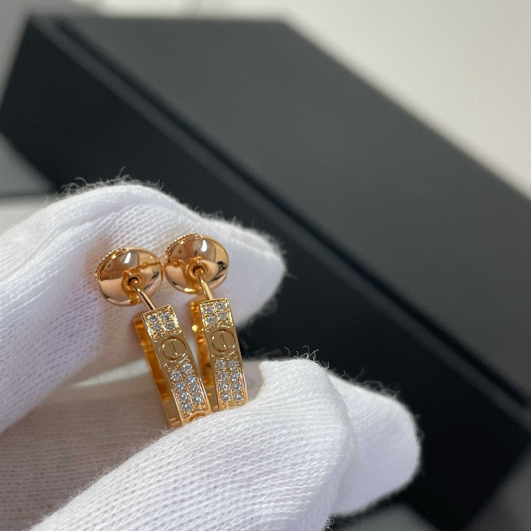 [Angela Jewellery]LOVE DIAMOND PINK GOLD HOOP EARRINGS