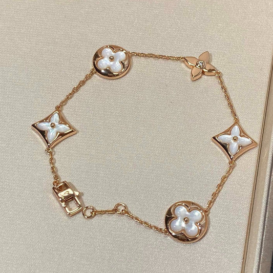 [Angela Jewellery]STAR AND SUN 5 MOTIF MOP PINK GOLD BRACELET