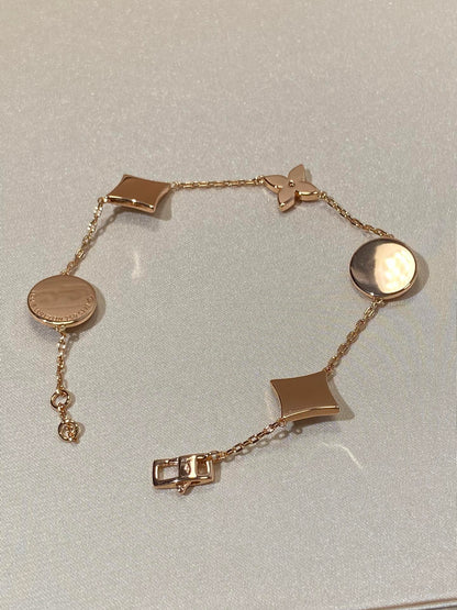 [Angela Jewellery]STAR AND SUN 5 MOTIF MOP PINK GOLD BRACELET