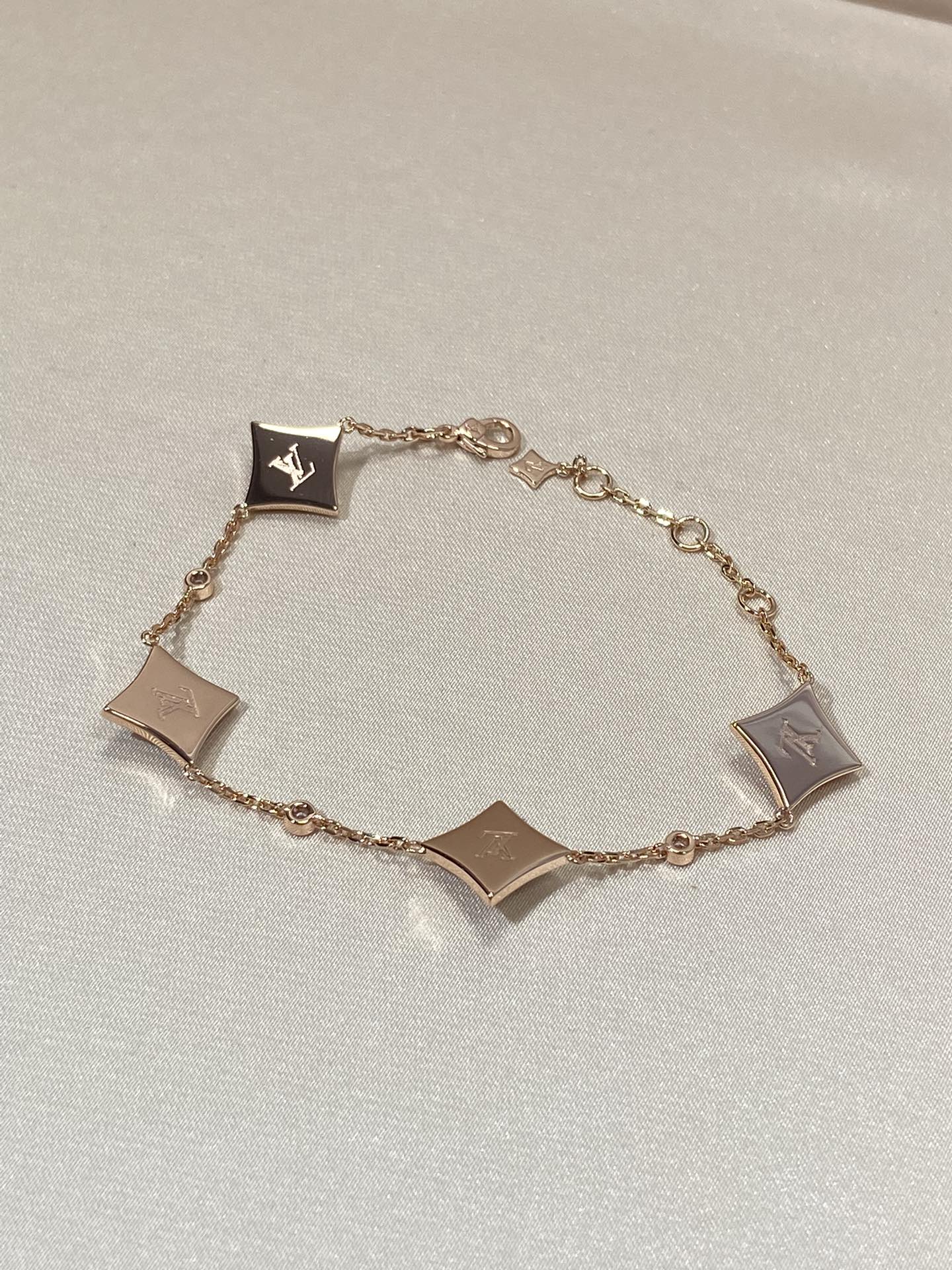 [Angela Jewellery]STAR 4 MOTIF MOP DIAMOND PINK GOLD BRACELET