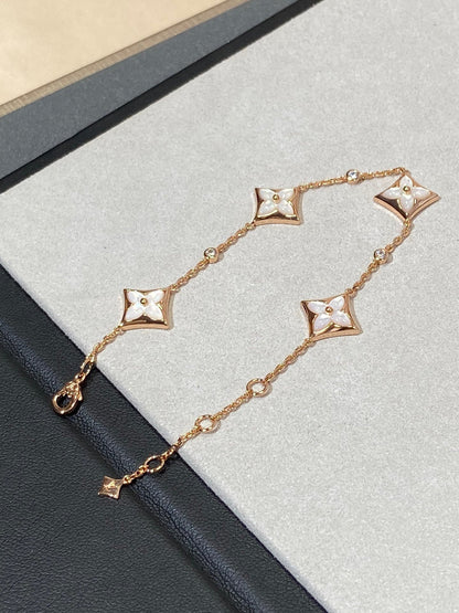 [Angela Jewellery]STAR 4 MOTIF MOP DIAMOND PINK GOLD BRACELET