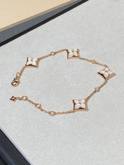 [Angela Jewellery]STAR 4 MOTIF MOP DIAMOND PINK GOLD BRACELET