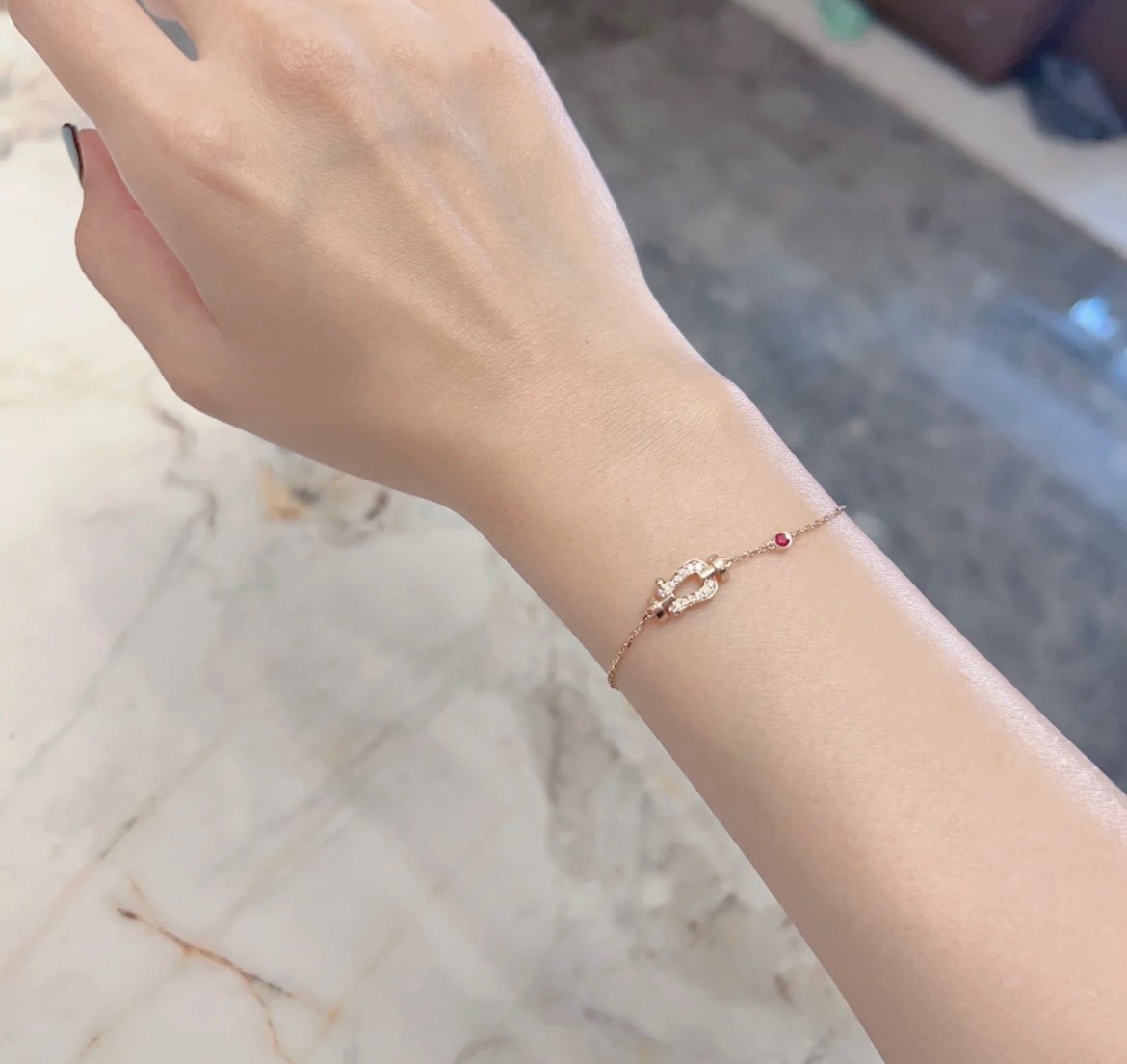 [Angela Jewellery]FORCE 10 DIAMOND CHAIN LINK PINK GOLD BRACELET