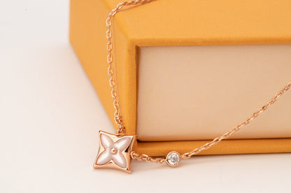 [Angela Jewellery]STAR PINK MOP 1 DIAMOND PINK GOLD NECKLACE