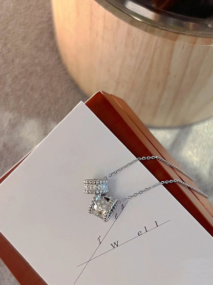 [Angela Jewellery]PERLEE DOUBLE PENDANT SILVER DIAMOND NECKLACE