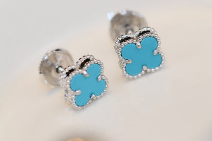 [Angela Jewellery]CLOVER MINI TURQUOISE SILVER STUD EARRINGS