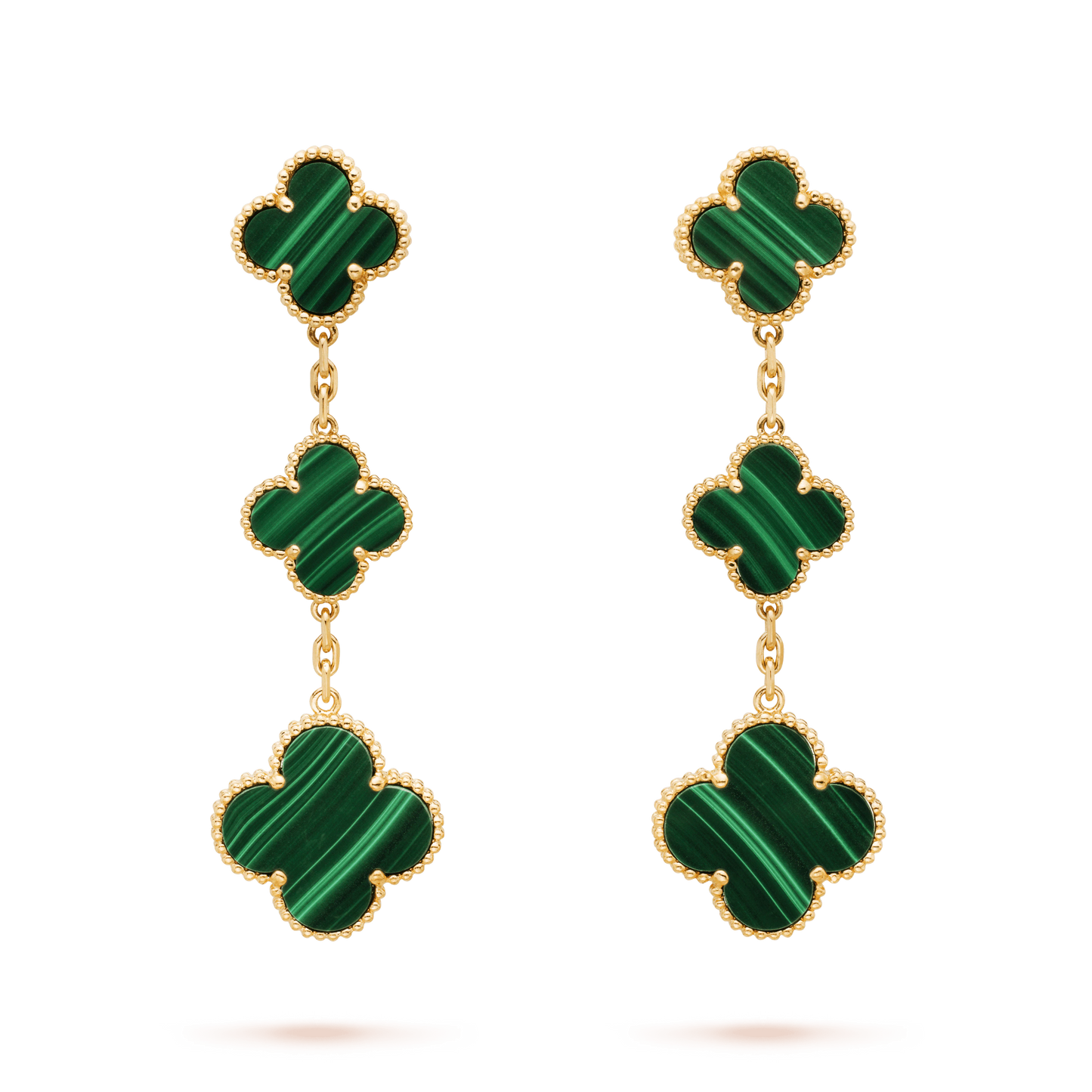 [Angela Jewellery]CLOVER MALACHITE 3 MOTIFS GOLD