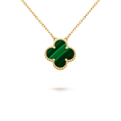 [Angela Jewellery]CLOVER 15MM MALACHITE SINGLE FLOWER  NECKLACE