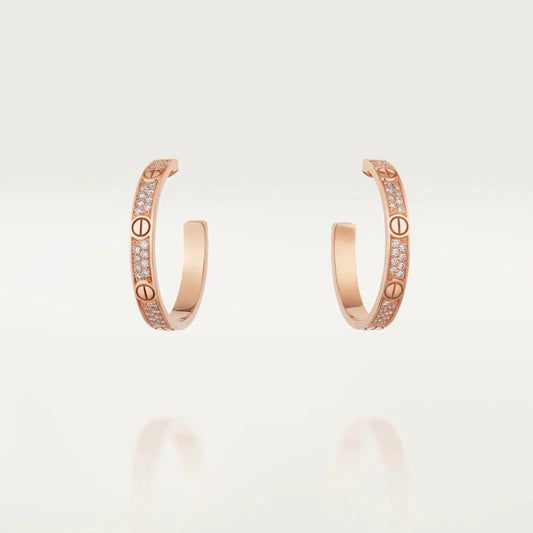 [Angela Jewellery]LOVE DIAMOND PINK GOLD HOOP EARRINGS