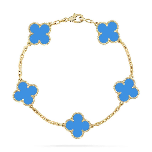 [Angela Jewellery]CLOVER 5 MOTIFS BLUE AGATE BRACELET