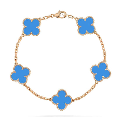 [Angela Jewellery]CLOVER 5 MOTIFS BLUE AGATE BRACELET