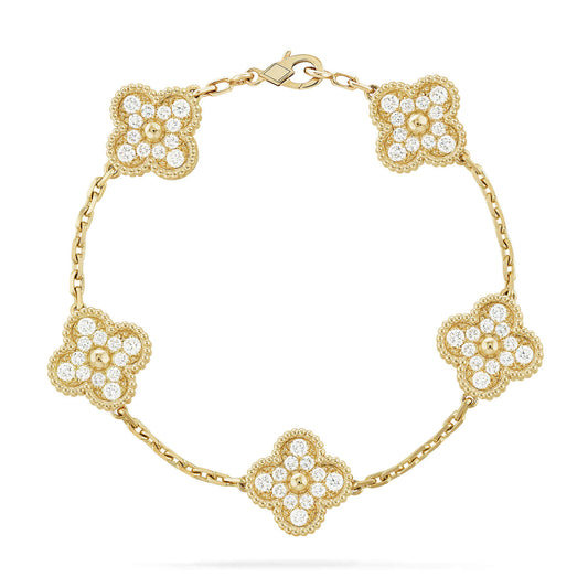 [Angela Jewellery]CLOVER 5 MOTIFS  FULL DIAMOND BRACELET