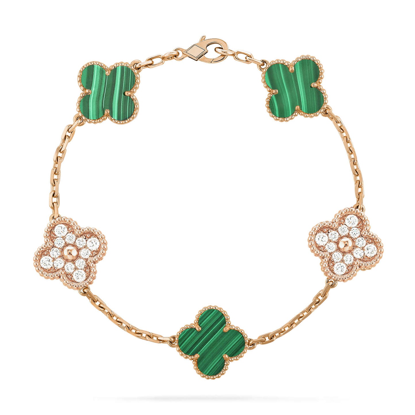 [Angela Jewellery]CLOVER  5 MOTIF MALACHITE DIAMOND BRACELET