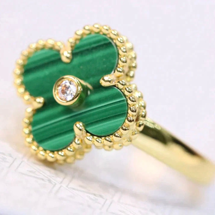 [Angela Jewellery]CLOVER MALACHITE RING GOLD DIAMOND