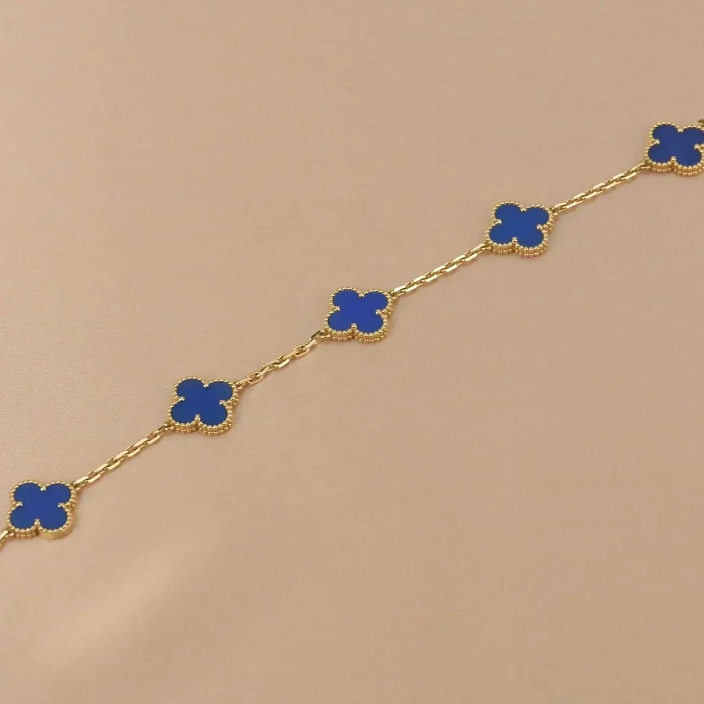 [Angela Jewellery]CLOVER 5 MOTIFS BLUE AGATE BRACELET