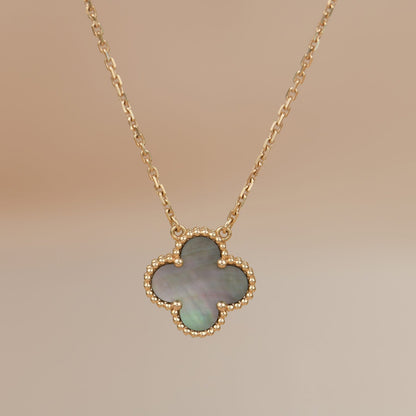 [Angela Jewellery]CLOVER 15MM  GRAY MOTHER OF PEARL NECKLACE