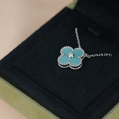 [Angela Jewellery]CLOVER 15MM DIAMOND SVRES PORCELAIN  NECKLACE SILVER