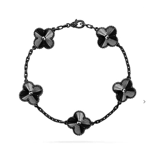 [Angela Jewellery]CLOVER 5 MOTIF BLACK BRACELET