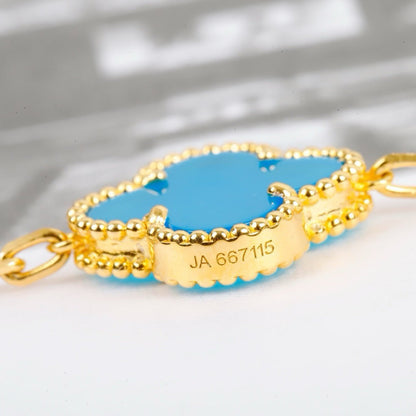 [Angela Jewellery]CLOVER 5 MOTIFS TURQUOISE BRACELET