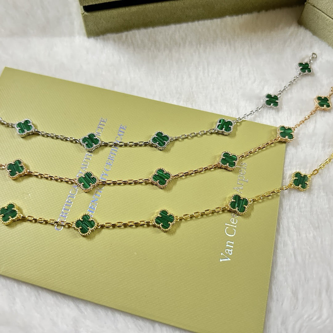 [Angela Jewellery]CLOVER 6 MOTIF MALACHITE BRACELET