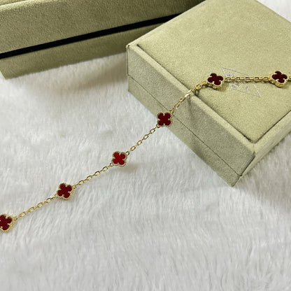 [Angela Jewellery]CLOVER 6 MOTIF RED AGATE BRACELET