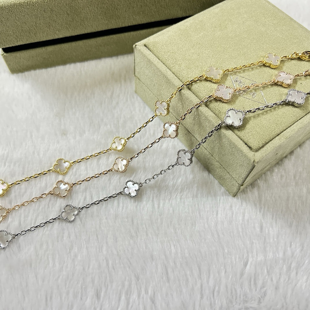 [Angela Jewellery]CLOVER 6 MOTIF WHITE MOP BRACELET