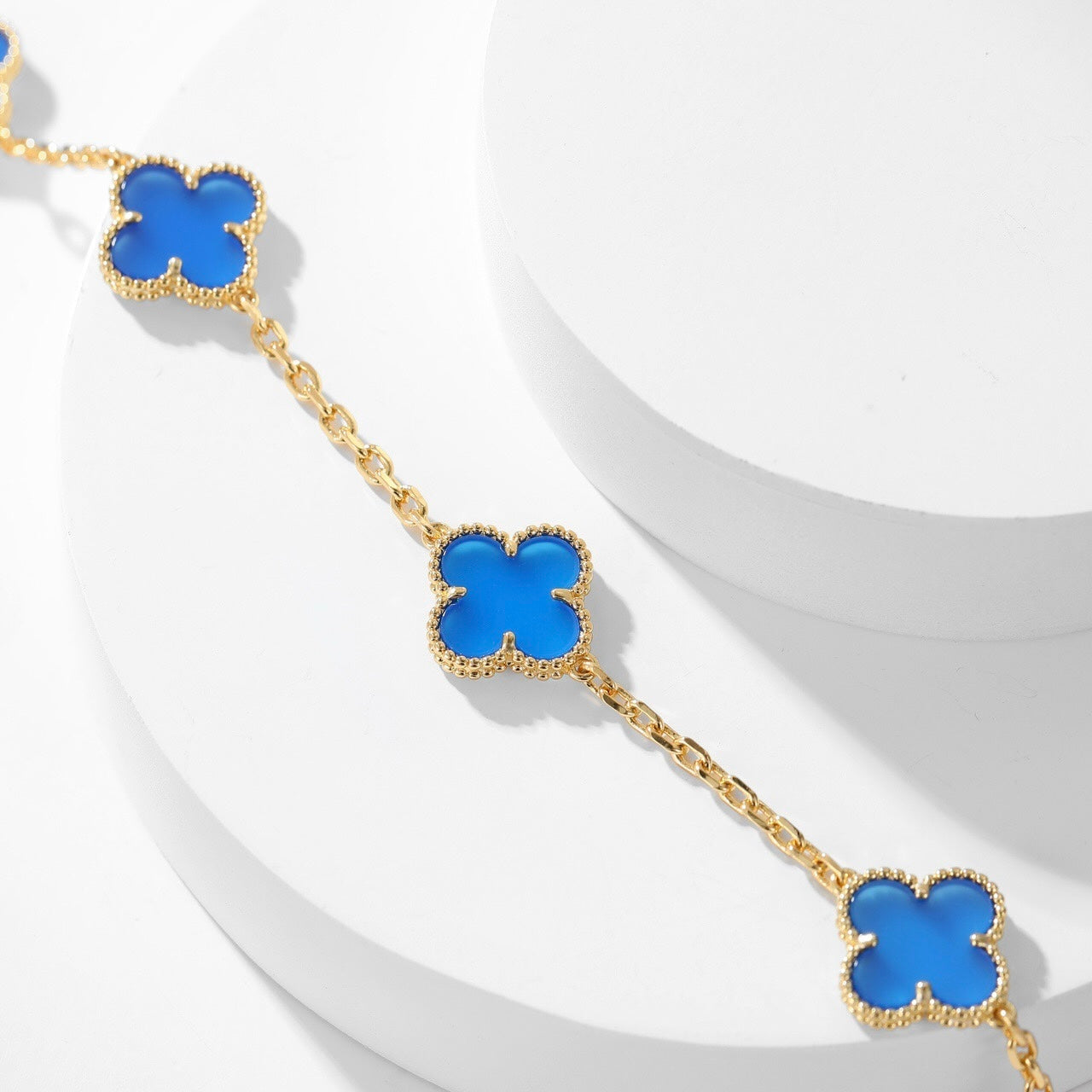 [Angela Jewellery]CLOVER 10 MOTIFS BLUE AGATE NECKLACE