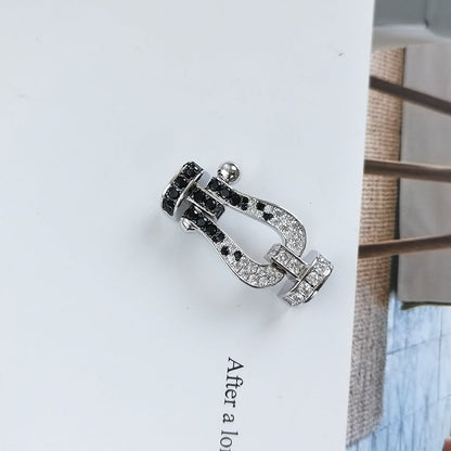 [Angela Jewellery]FORCE LARGE HORSESHOE BLACK WHITE DIAMOND BRACELET SILVER