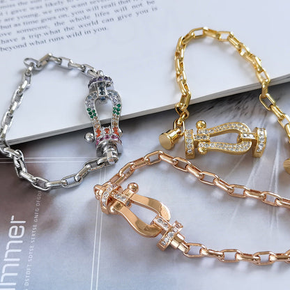 [Angela Jewellery]FORCE LARGE HORSESHOE CLASP  METAL BRACELET