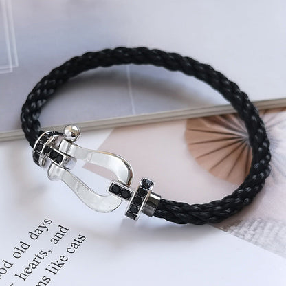 [Angela Jewellery]FORCE LARGE HORSESHOE BLACK DIAMOND BRACELET SILVER