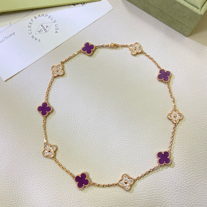 [Angela Jewellery]CLOVER 10 MOTIFS  PURPLE VIOLET DIAMOND NECKLACE