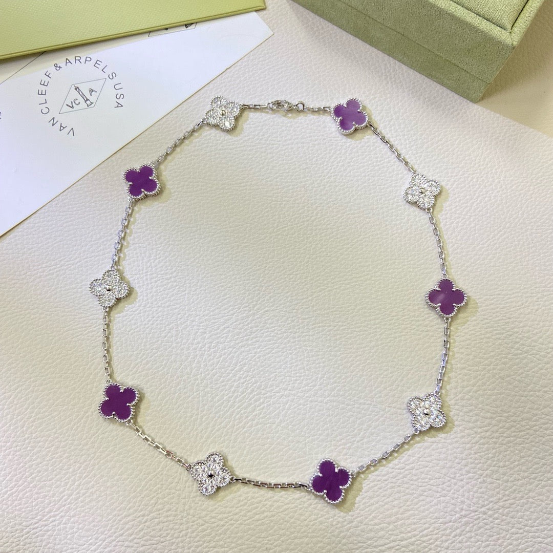 [Angela Jewellery]CLOVER 10 MOTIFS  PURPLE VIOLET DIAMOND NECKLACE