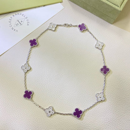 [Angela Jewellery]CLOVER 10 MOTIFS  PURPLE VIOLET DIAMOND NECKLACE