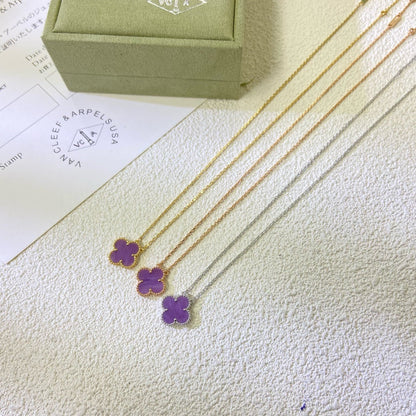 [Angela Jewellery]CLOVER 15MM  PURPLE VIOLET NECKLACE