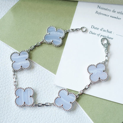 [Angela Jewellery]CLOVER  5 MOTIF PURPLE CHALCEDONY BRACELET SILVER