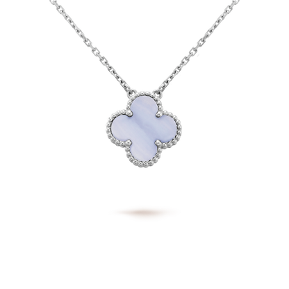 [Angela Jewellery]CLOVER 15MM BLUE CHALCEDONY NECKLACE SILVER