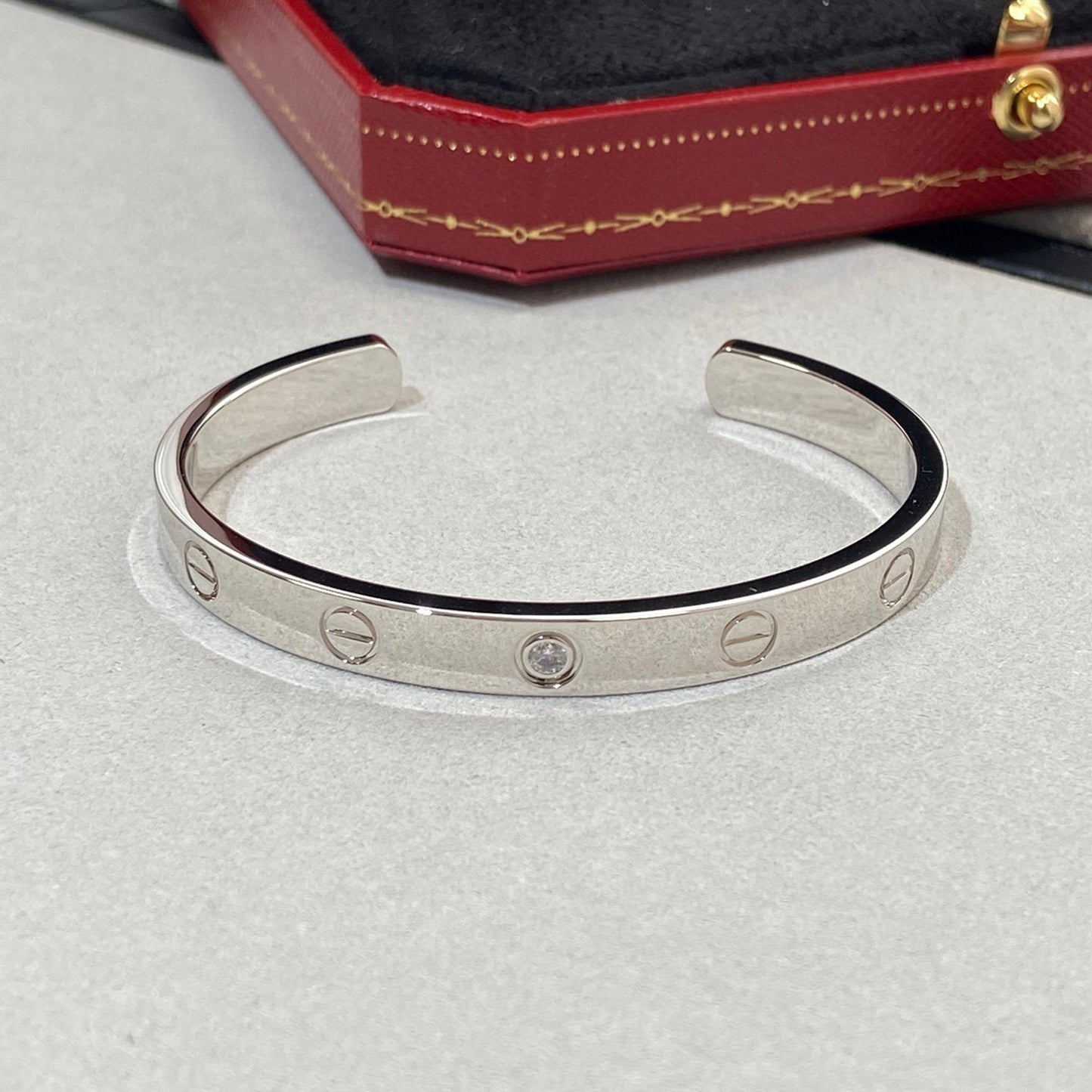 [Angela Jewellery]LOVE BRACELET 6.1MM 1 DIAMOND OPEN CUFF